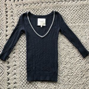 Abercrombie & Fitch Navy Blue V-Neck Sweater Top S